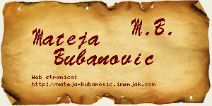 Mateja Bubanović vizit kartica